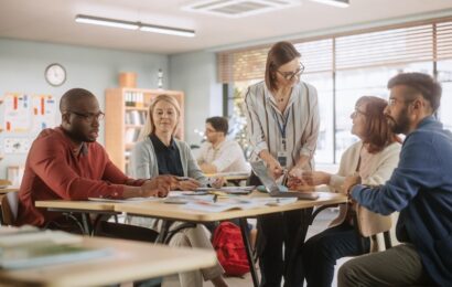 Teacher talking in the classroom